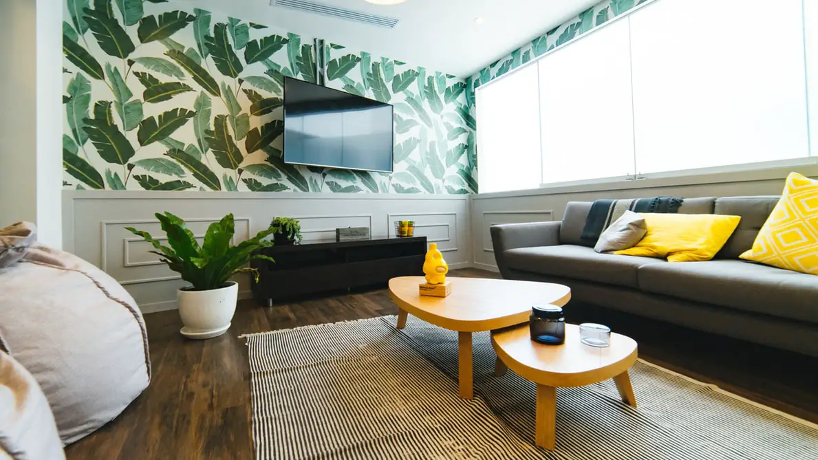 modern furniture arranged in awkward living room