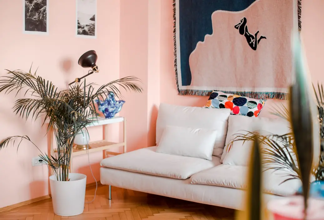 arranged furniture in odd shaped living room